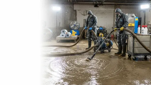 Hazmat-certified sewer water removal from a residential property