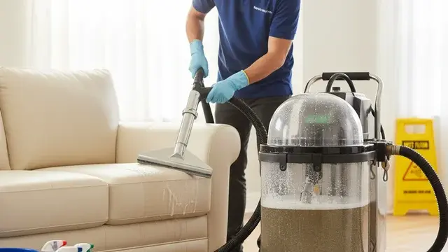 Hot-water extraction carpet cleaning in a residential home