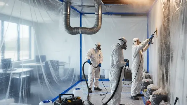 Commercial mold remediation inside a business facility