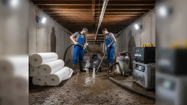 Crawlspace water removal and moisture control underneath a home