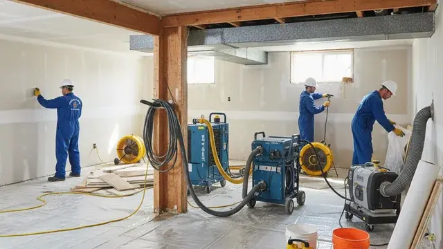 Disaster restoration services cleaning up widespread property damage