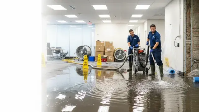 Emergency water extraction in progress with professional wand extractors