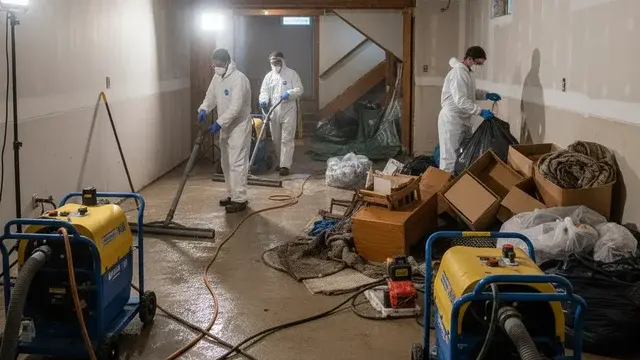 Professional flood cleanup services in a residential property