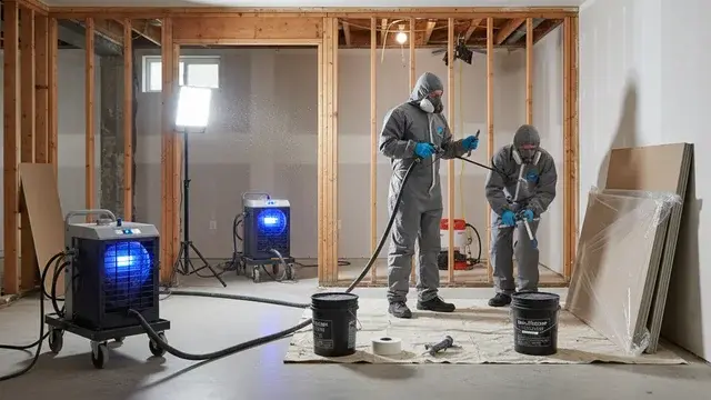 Mold prevention treatment applied after water damage restoration