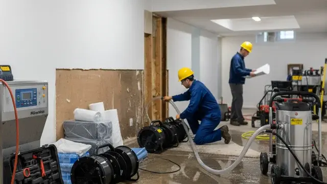 Restoration crew working in a Red Oak residential property
